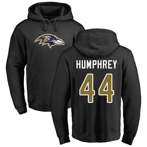 Men Baltimore Ravens Black Marlon Humphrey Name and Number Logo NFL Football 44 Pullover Hoodie Sweatshirt